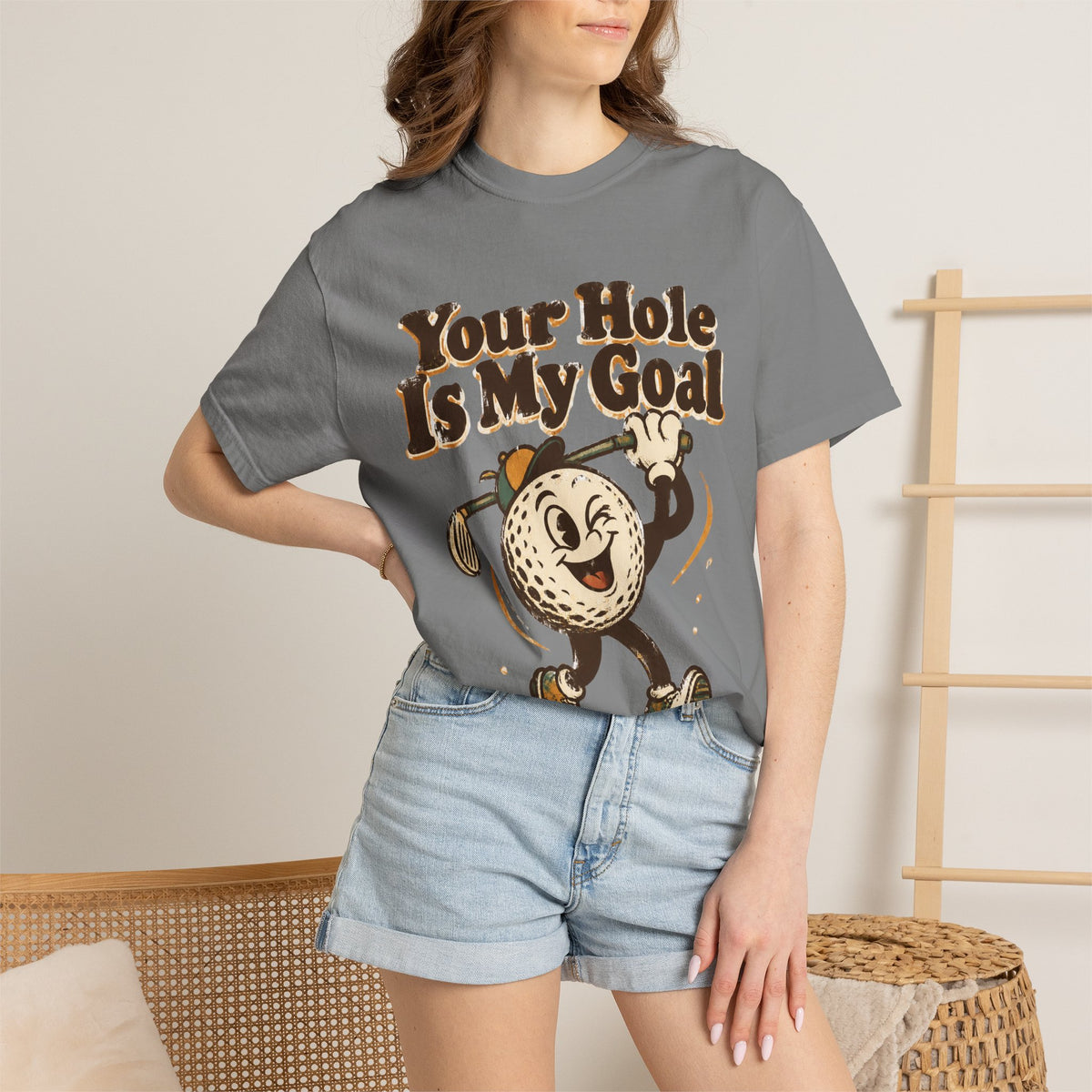 Golf Tee 'Your Hole Is My Goal' — Retro Golf Ball Graphic Shirt