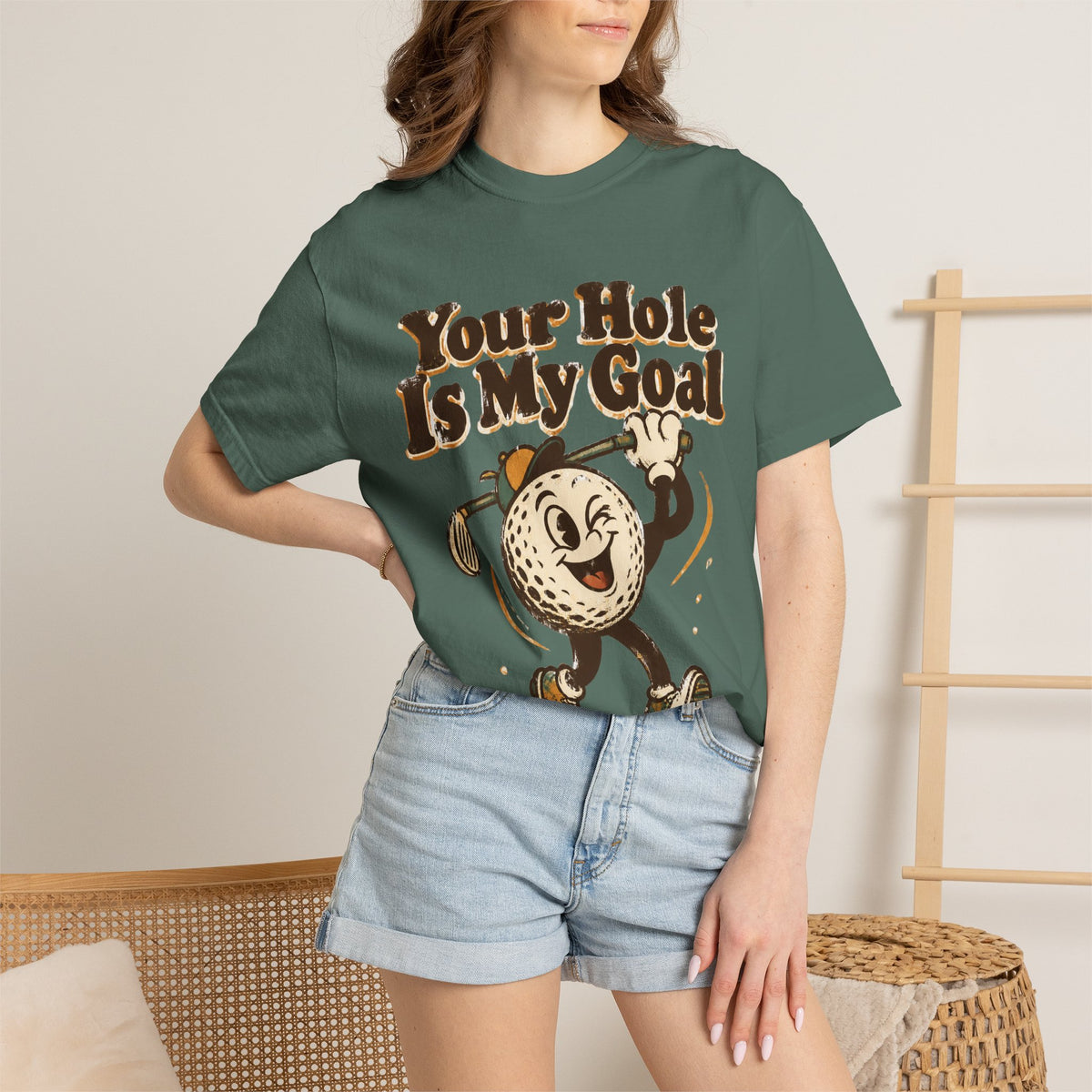 Golf Tee 'Your Hole Is My Goal' — Retro Golf Ball Graphic Shirt