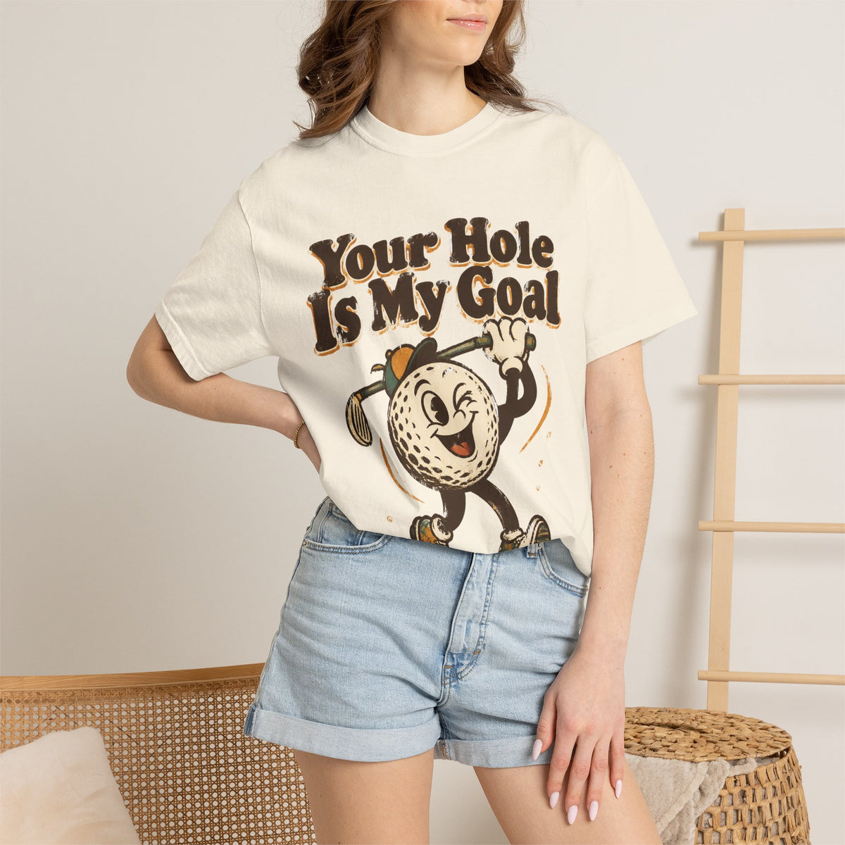 Golf Tee 'Your Hole Is My Goal' — Retro Golf Ball Graphic Shirt