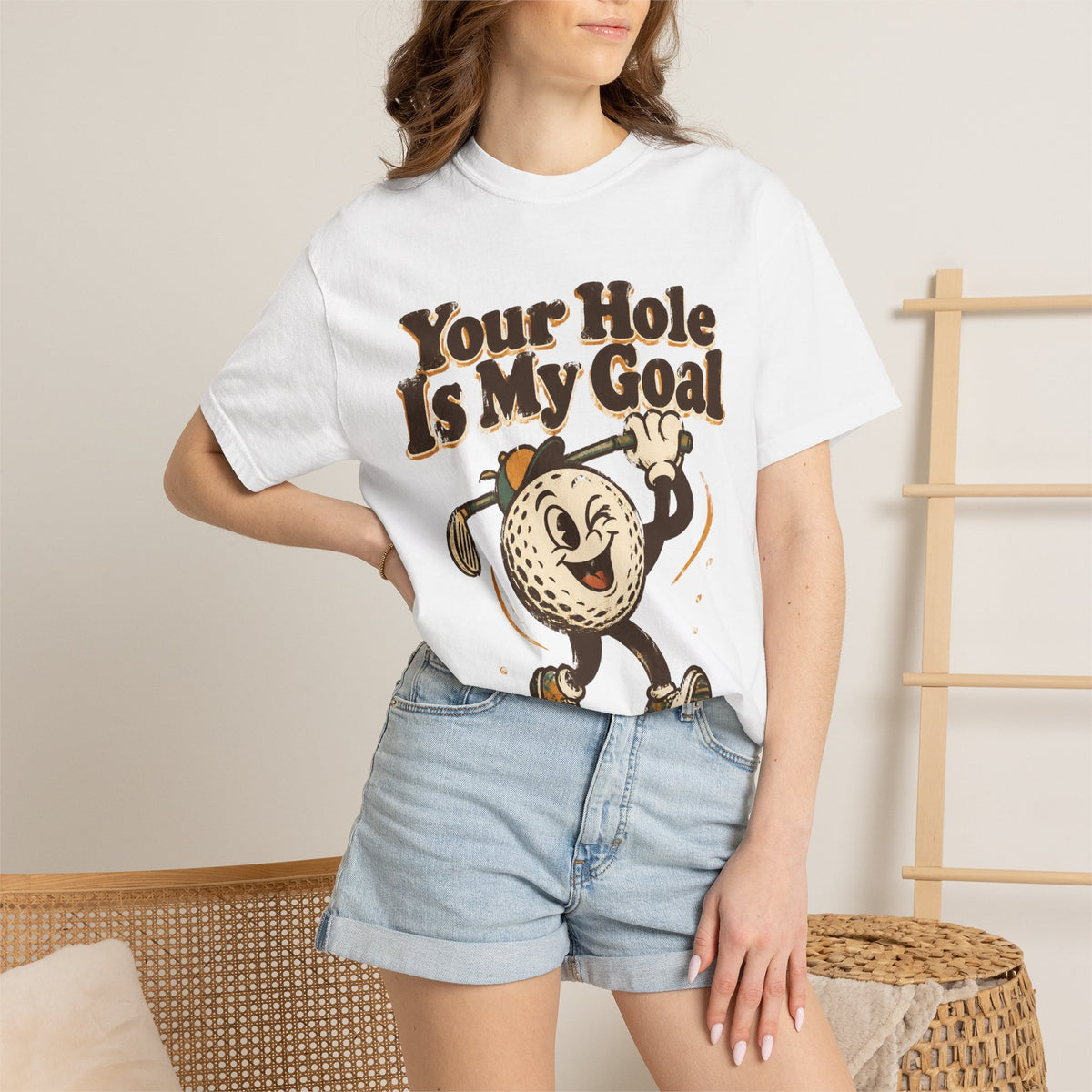 Golf Tee 'Your Hole Is My Goal' — Retro Golf Ball Graphic Shirt