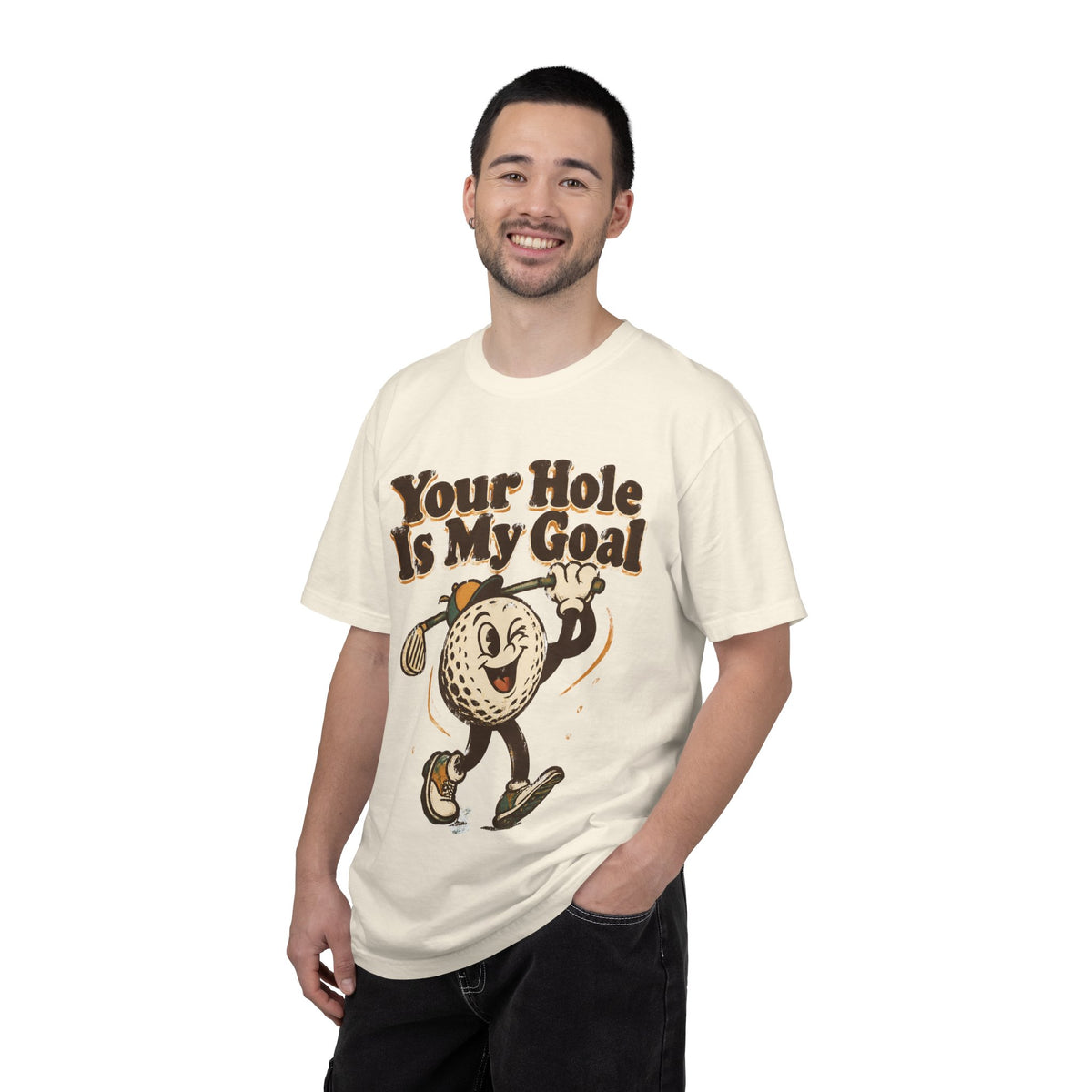 Golf Tee 'Your Hole Is My Goal' — Retro Golf Ball Graphic Shirt