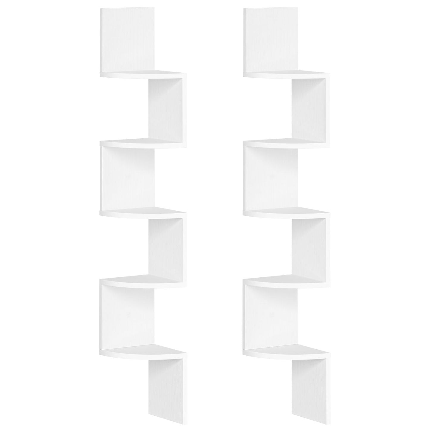 HOOBRO Corner Shelf Wall-Mounted, Set of 2 Floating Corner Shelves for Wall, 4-Tier Corner Bookshelves for Living Room, Bedroom, Bathroom, Home Office, Rustic Brown BF25BJP201
