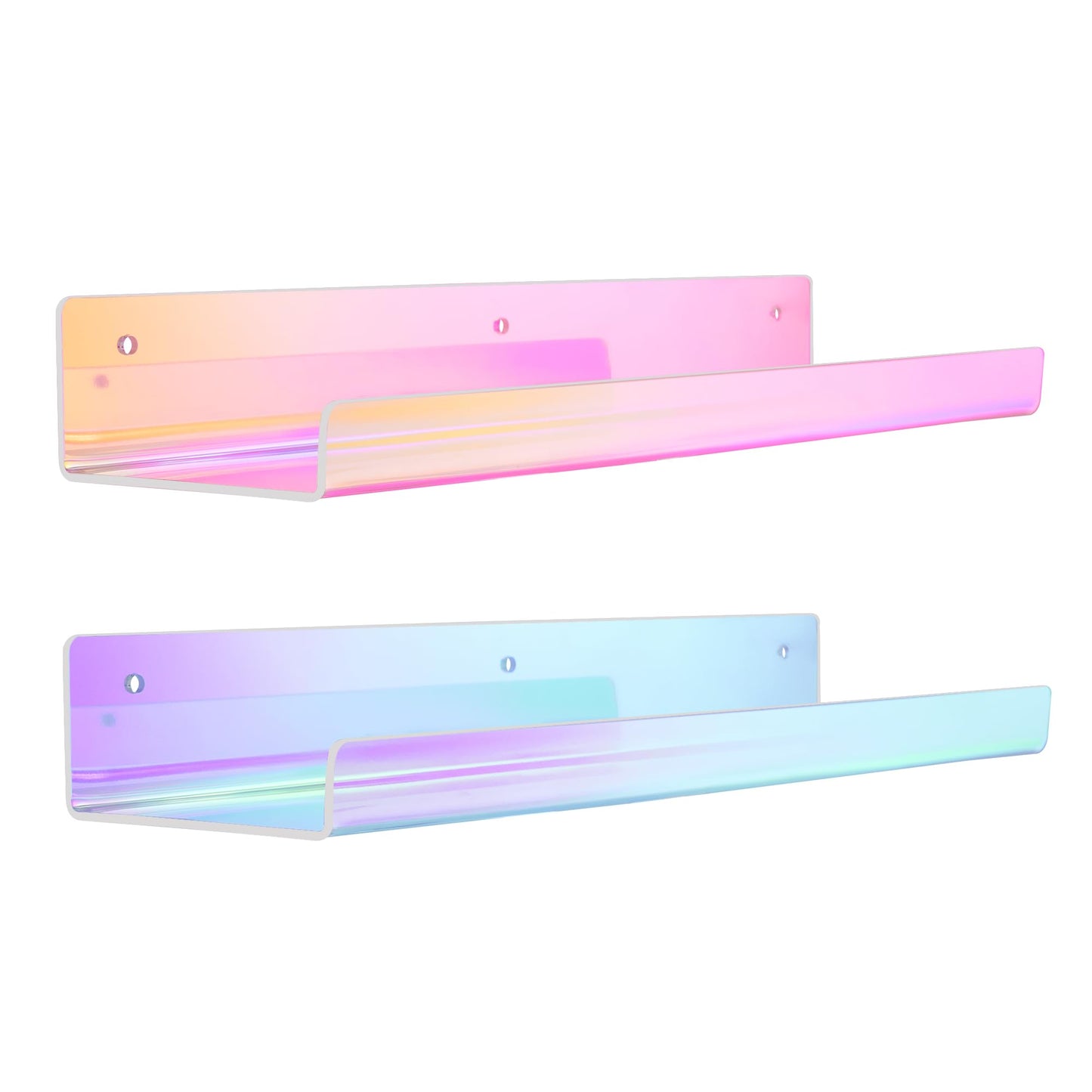 upsimples 4 Pcs 15" Acrylic Shelves for Wall Storage and Organizer, Clear | Transparent Design Highlights Skincare, Perfume, Easy-to-Find Versatile Floating Shelves for Bathroom, Bedroom and Playroom