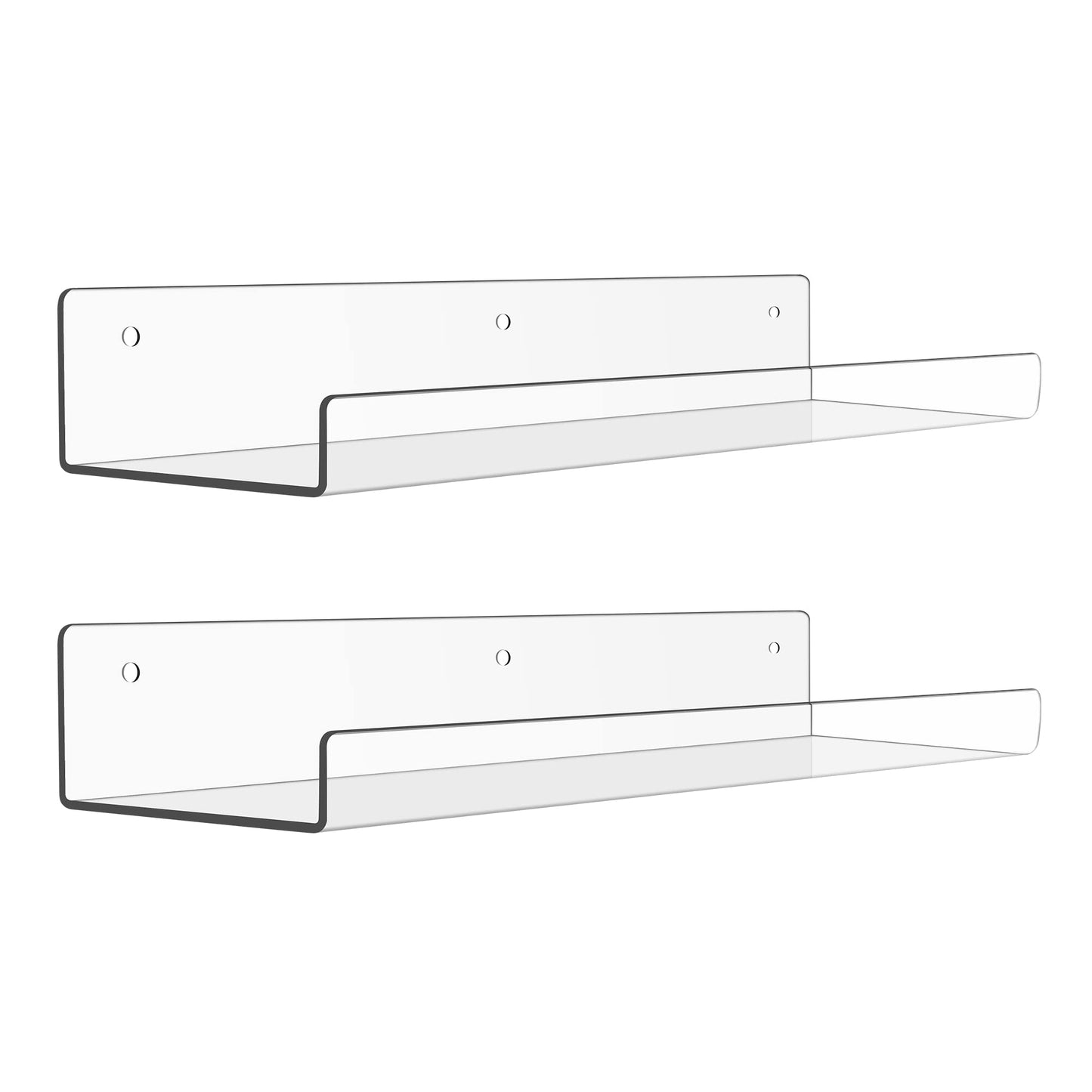 upsimples 4 Pcs 15" Acrylic Shelves for Wall Storage and Organizer, Clear | Transparent Design Highlights Skincare, Perfume, Easy-to-Find Versatile Floating Shelves for Bathroom, Bedroom and Playroom