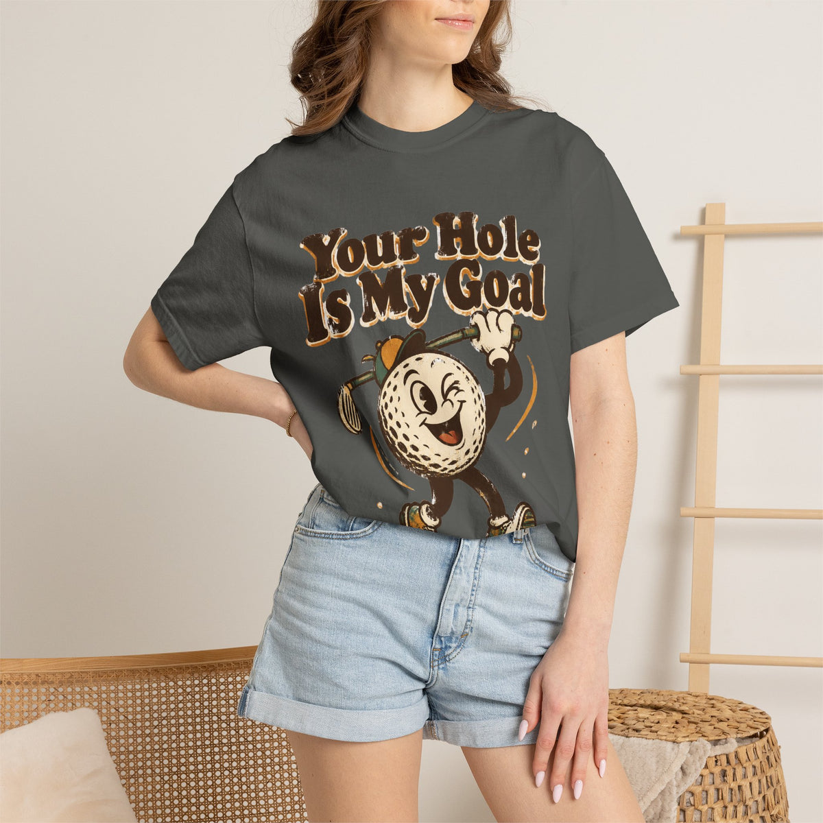 Golf Tee 'Your Hole Is My Goal' — Retro Golf Ball Graphic Shirt