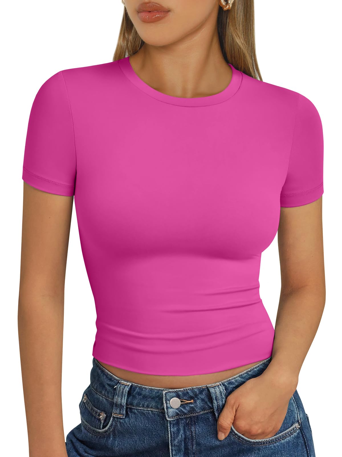 Trendy Queen Womens Short Sleeve T Shirt Buttery Soft Summer Tops Basic Tees
