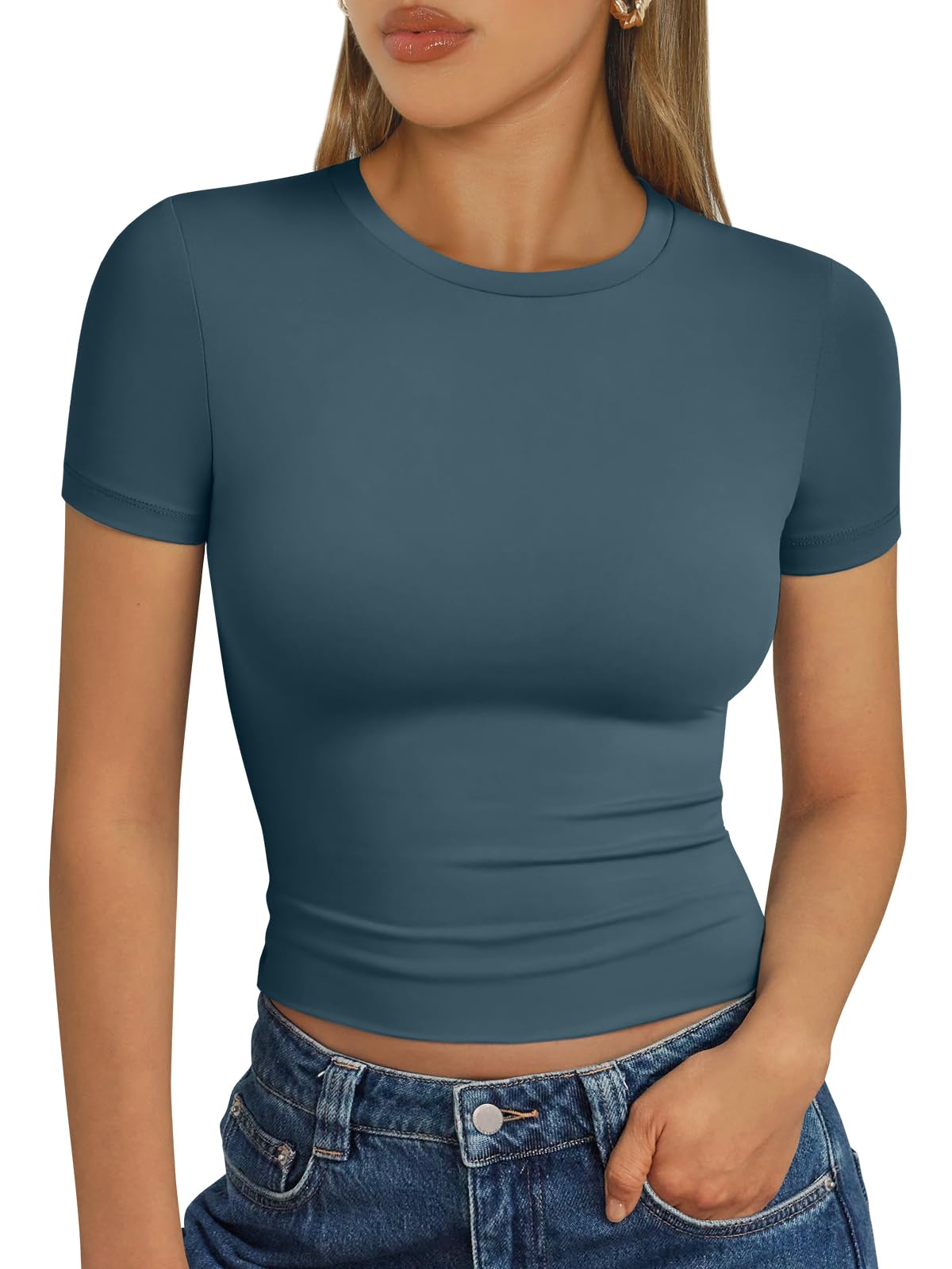 Trendy Queen Womens Short Sleeve T Shirt Buttery Soft Summer Tops Basic Tees