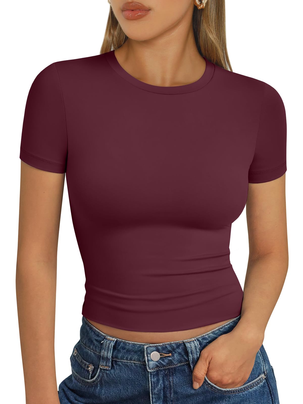 Trendy Queen Womens Short Sleeve T Shirt Buttery Soft Summer Tops Basic Tees