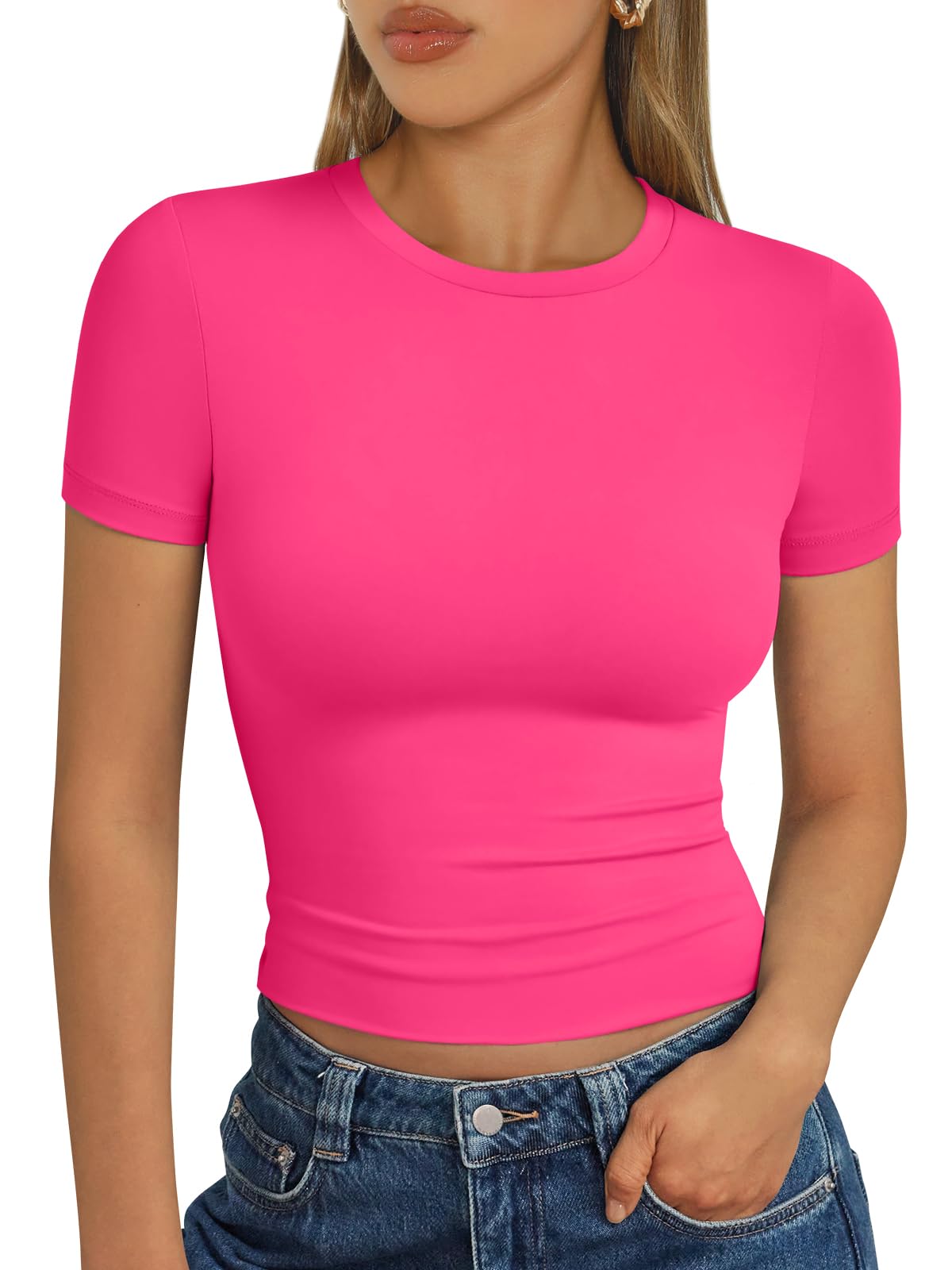 Trendy Queen Womens Short Sleeve T Shirt Buttery Soft Summer Tops Basic Tees
