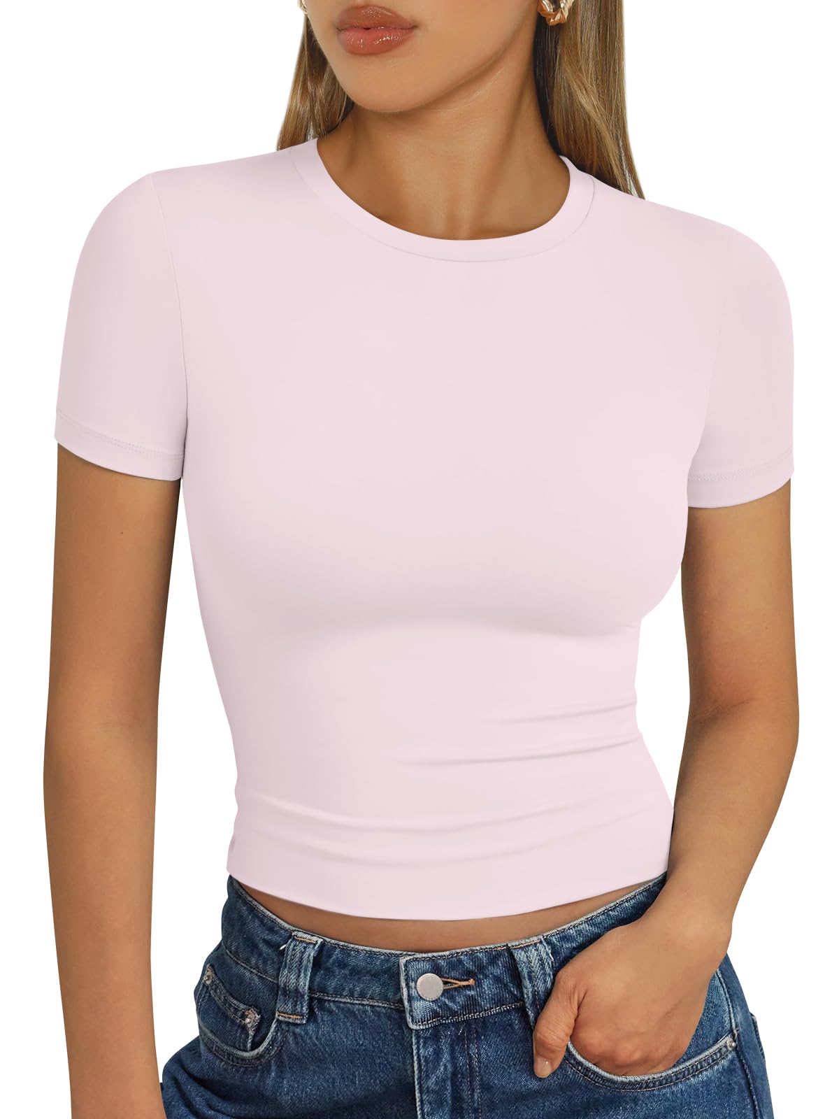 Trendy Queen Womens Short Sleeve T Shirt Buttery Soft Summer Tops Basic Tees