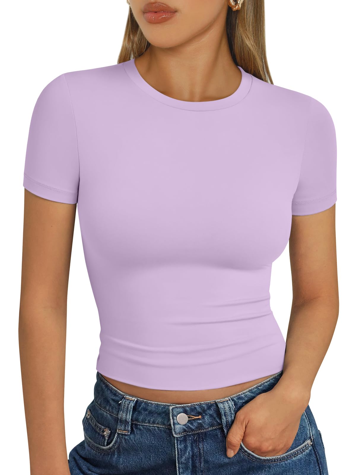 Trendy Queen Womens Short Sleeve T Shirt Buttery Soft Summer Tops Basic Tees