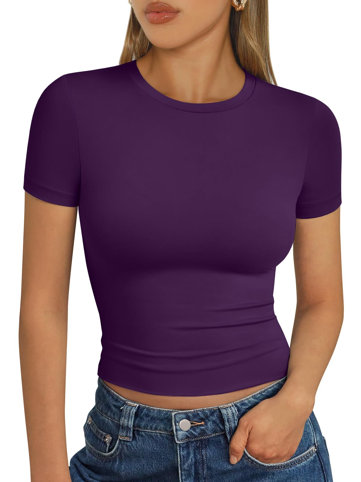 Trendy Queen Womens Short Sleeve T Shirt Buttery Soft Summer Tops Basic Tees