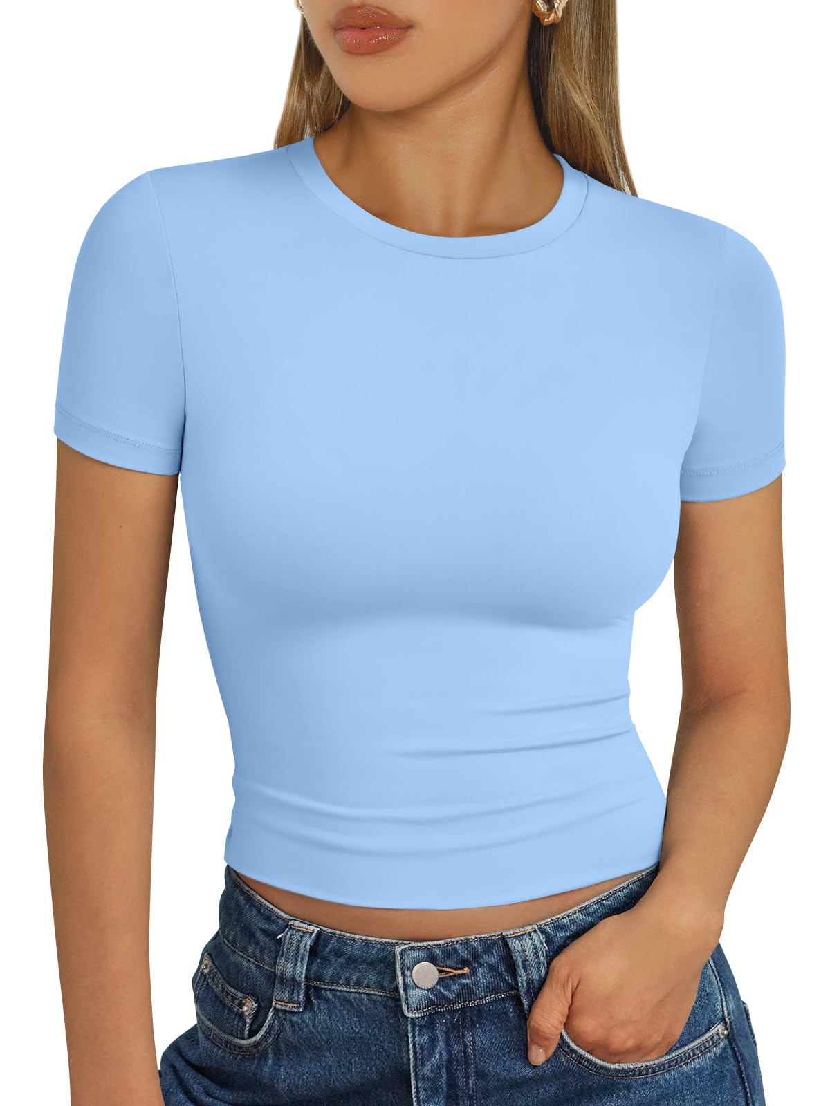 Trendy Queen Womens Short Sleeve T Shirt Buttery Soft Summer Tops Basic Tees