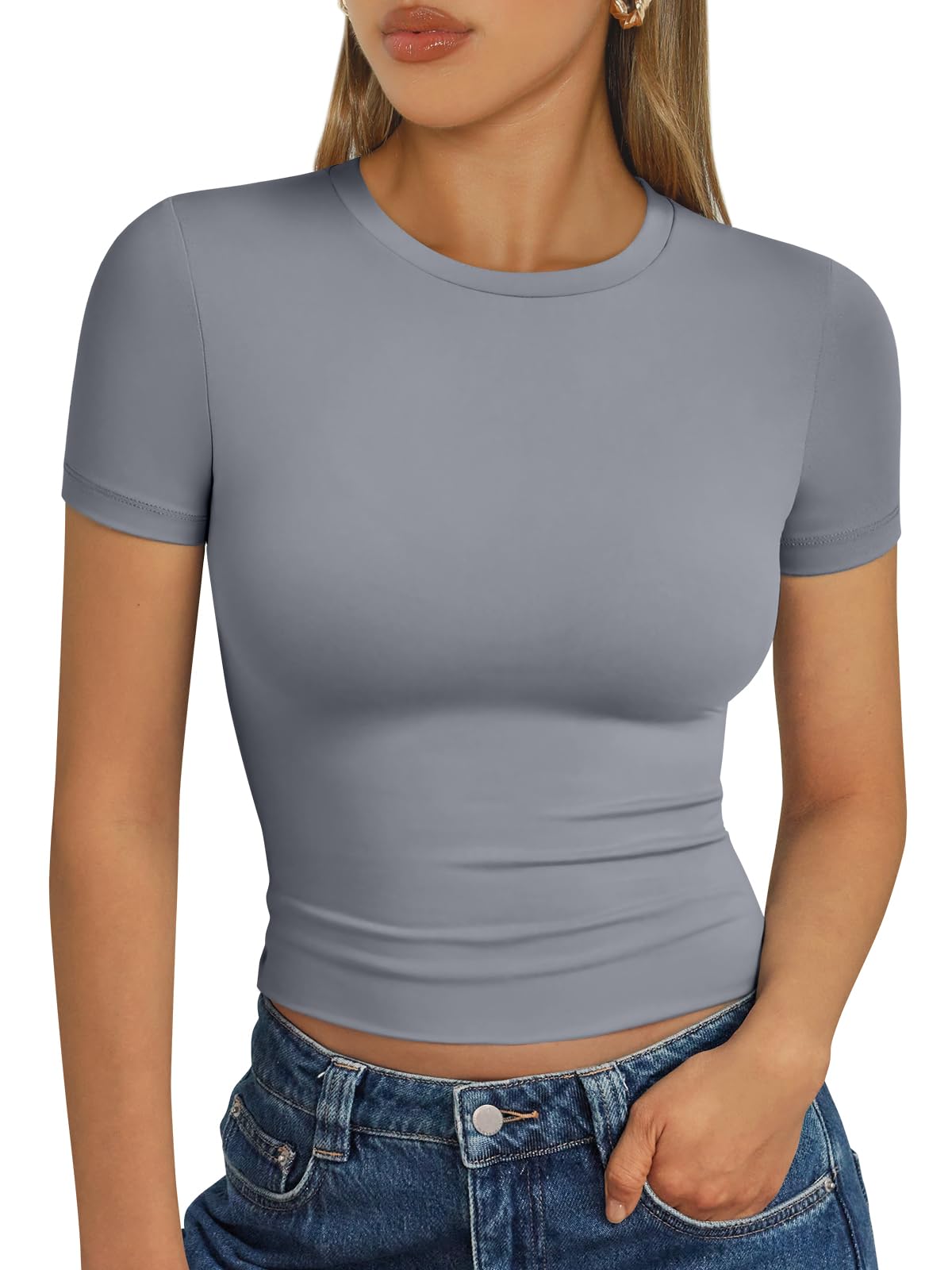 Trendy Queen Womens Short Sleeve T Shirt Buttery Soft Summer Tops Basic Tees