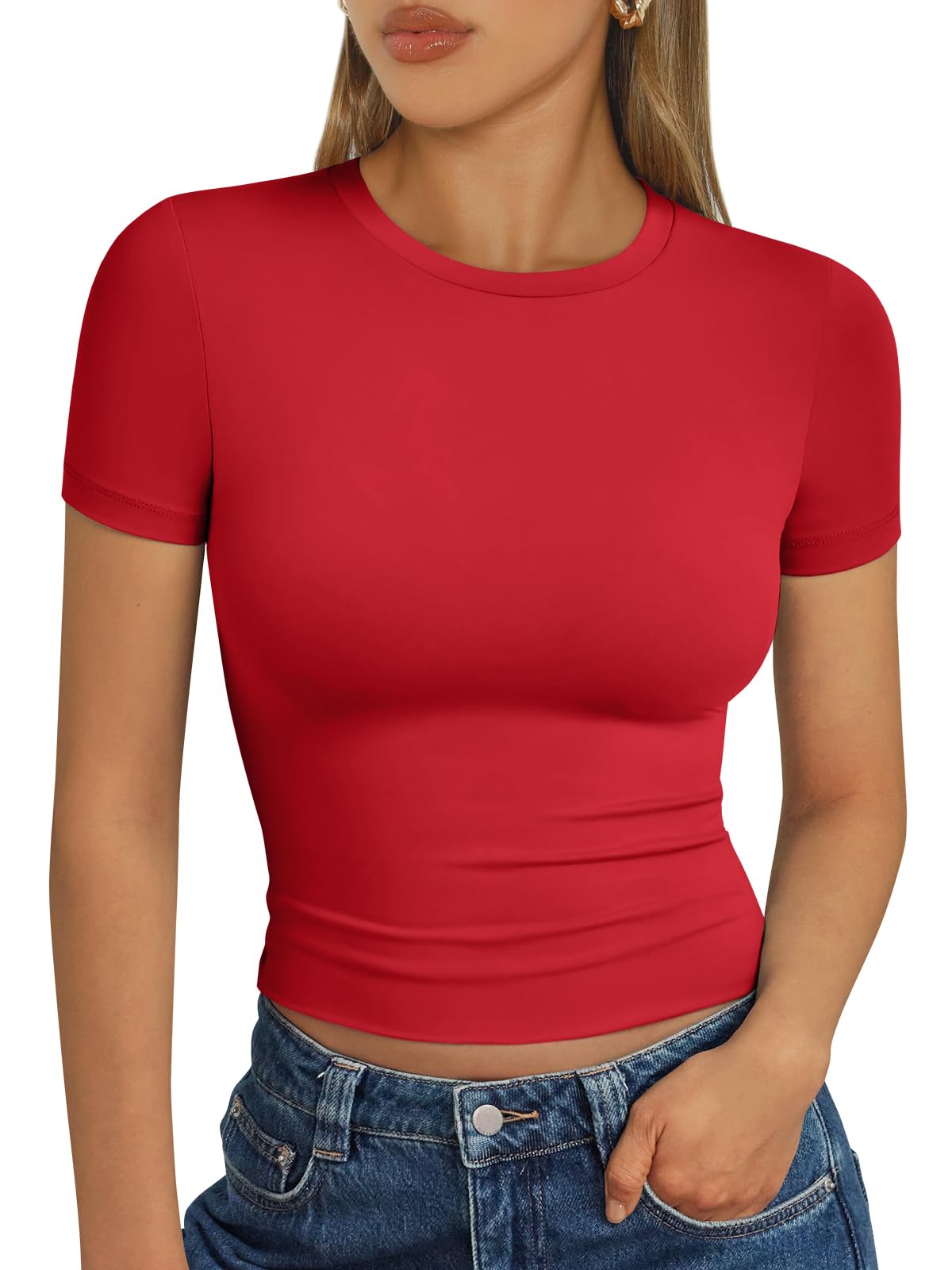 Trendy Queen Womens Short Sleeve T Shirt Buttery Soft Summer Tops Basic Tees
