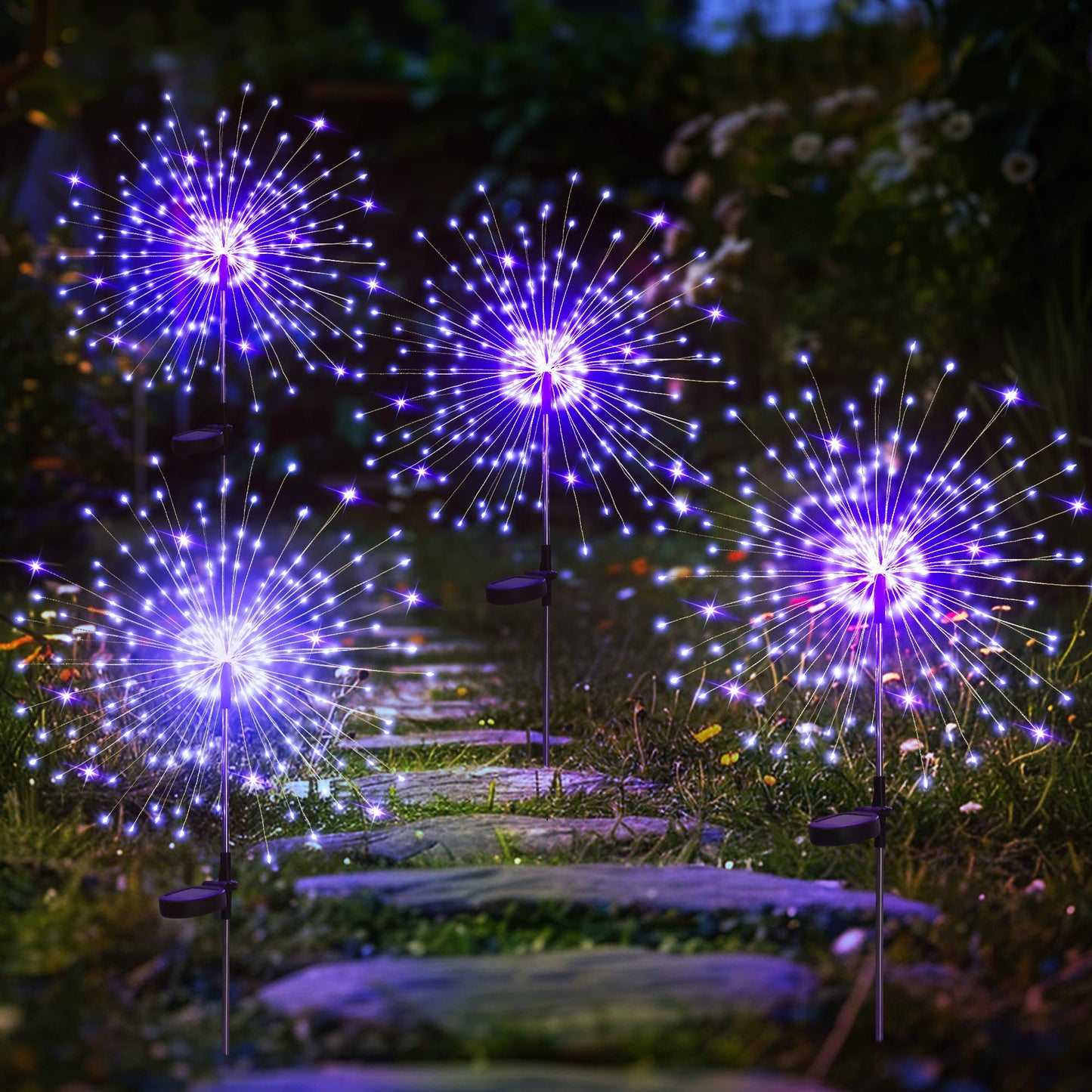 GIGALUMI 2 Pack Solar Firework Lights Outdoor, Garden Decor, Warm White | 120 LEDs, Fairy Design, Waterproof, Garden Decor, Solar Powered for Yard, Pathway, Flowerbed, Planter, Balcony, Gifts for Mom