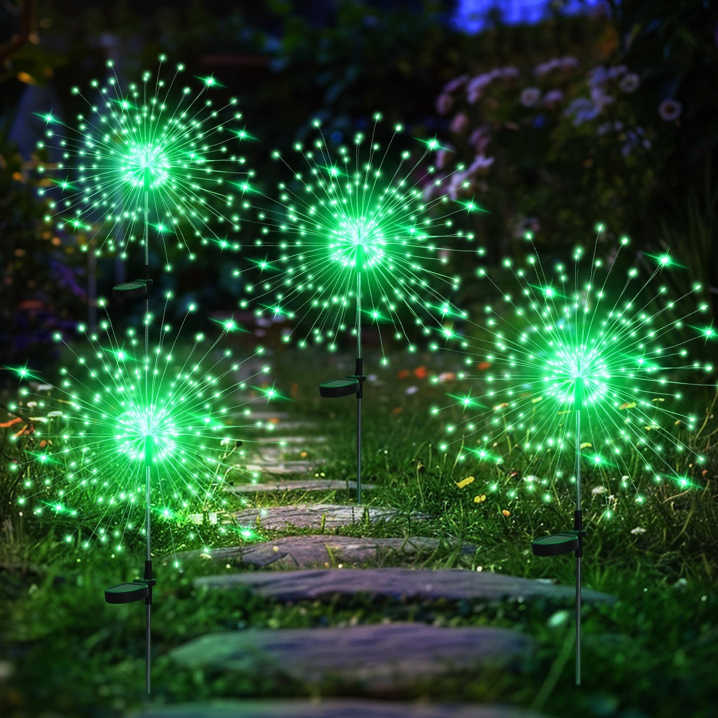 GIGALUMI 2 Pack Solar Firework Lights Outdoor, Garden Decor, Warm White | 120 LEDs, Fairy Design, Waterproof, Garden Decor, Solar Powered for Yard, Pathway, Flowerbed, Planter, Balcony, Gifts for Mom
