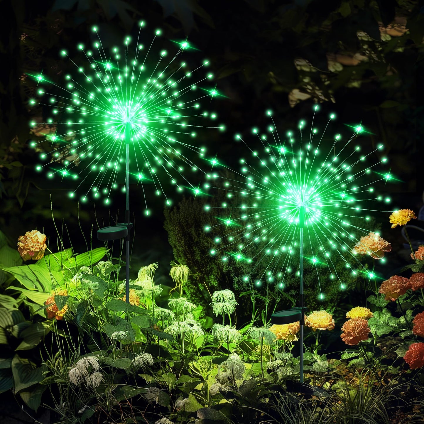 GIGALUMI 2 Pack Solar Firework Lights Outdoor, Garden Decor, Warm White | 120 LEDs, Fairy Design, Waterproof, Garden Decor, Solar Powered for Yard, Pathway, Flowerbed, Planter, Balcony, Gifts for Mom